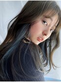 ロングヘア×インナーカラー×ペールブルー【本多身和子】