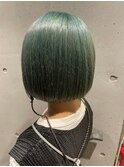 ミニボブ/ダブルカラー/ブリーチ/モスグリーン/吉祥寺