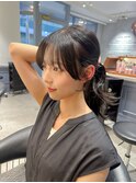 髪質改善縮毛矯正レイヤーカット顔周り前髪韓国ミニウルフ/柏柏