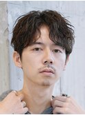 原宿センターパートウルフメンズ緩めシャドウパーマルーズパーマ