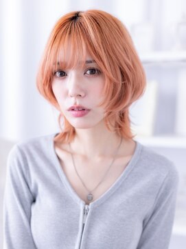 カバーヘア イヴ 戸頭店(COVER HAIR EVE) 顔周りシャギーウルフ/ミディアムレイヤー/ハイトーンカラーg