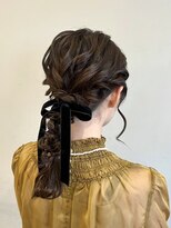 エレノア つくば(Eleanor) ベロアリボン×編みおろしヘアセット