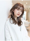 レイヤーカット/ウエットヘア×オリーブベージュ