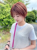 丸みショート×ピンクベージュ