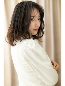 カバーヘア ブリス 志木南口駅前店(COVER HAIR bliss) エンドカラーウェットヘア黒髪抜け感ミディアムY志木20代30代