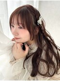 流し前髪編みたらしヘアアレンジ