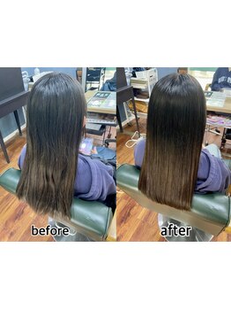くせ・うねりを根本から整える。髪質に合わせたストレート&ケア施術