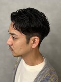 濡れ感ナチュラルメンズアップバングマッシュパーマ【新大阪】