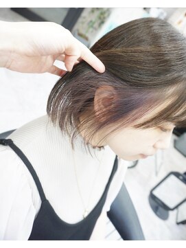 ヘアテリア リュウ 大塚(hair teria ryu) ミニボブ/イヤリングカラー/ラベンダーグレージュ