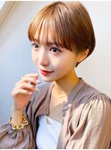ブリーチなし大人可愛いマロンブラウン似合わせ耳かけボブ