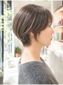 白髪ぼかしハイライト/大人ショート/マッシュショート
