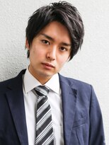 七三オールバック　ツイストパーマ　ビジネス　かき上げヘア
