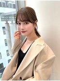 おくれ毛カット_オリーブベージュレイヤーカットウェットヘア