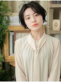 大人かわいい黒髪ウェットヘア束感ショートa浦和20代30代40代