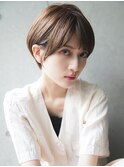 大人可愛い20代30代40代黒髪前下がりショートボブ丸みショート◎