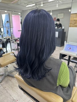 アジールヘア 所沢プロペ通り店(agir hair) エアリー美髪ケアブリーチネイビーブルーカラー練馬所沢韓国