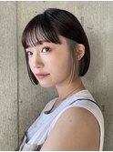 インナーカラーボブ黒髪ベージュダブルカラーピンク30代40代暗め