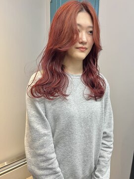 ヌープヘアーアイス(NUUP.hair ici) 20代30代◎ブリーチなしアプリコットオレンジ×艶髪