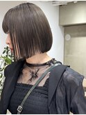 黒髪/ボブルフ/ネビージュ/小顔/ワンレン/栄/髪質改善/前髪