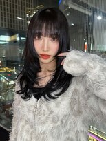 アイティーバイアルバム 下北沢店(IT by ALBUM)&nbsp;暗めカラー韓国ヘア顔周りレイヤーロング_F30709