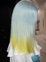 ラピス 渋谷本店(Lapis)&nbsp;水色/イエロー/デザインカラー/バイカルテ/レイヤーカット/