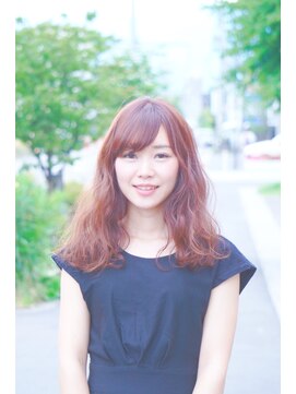 ヘアサロン カーラ(hair salon Cara) アプリコットピンク×ゆるふわセミディ