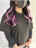 エクステでショートからロング!インナーピンク&ラベンダー