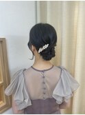 アップヘア シニヨン 結婚式ヘアセット 大人キレイめ