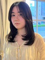 オッジ 西新店(Oggi)&nbsp;透明感カラー セミロング 顔周りレイヤー センターパート