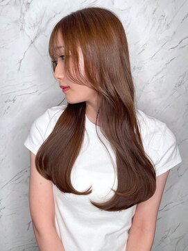 ヘアメイク ミチ 富田店(HAIRMAKE MICHI) 【MICHI 富田店 古作蓮】顔周りくびれヘア アプリコットオレンジ