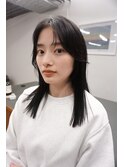 黒髪×コンマバングストレートヘア