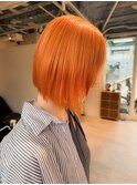 【オレンジカラー×ボブ】#ダブルカラー#ケアブリーチ#韓国