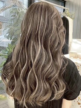 r23 バレイヤージュハイライト白髪白髪ぼかし40代ケアブリーチ