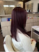 アース 郡山コスモス通り店(HAIR&MAKE EARTH)&nbsp;ツヤ感ボルドー×ナチュラルレイヤーロング