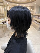 アッシュ 仙川店(Ash)&nbsp;30代40代50代60代マッシュウルフショートレイヤーブルーブラック