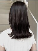 暗髪カラー　ミディアム　艶髪　髪質改善　酸熱　オージュア