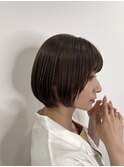 大人可愛い20代30代40代黒髪前下がりショートボブ丸みショート◎