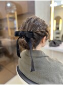 お呼ばれパーティーヘアセットシニヨン