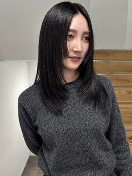 ヨーク(YOKE) レイヤーカットシャギーレイヤーフェイスレイヤーブルーブラック