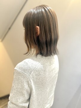 ヌー 栄(nuu) 【Mayuno】切りっぱなしボブにも◎ブリーチなしwオリーブカラー