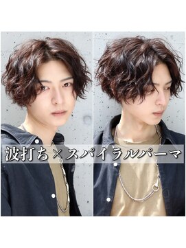 ネイビー(NAVY) オススメ メンズ ミディアム パーマ 波打ち スパイラル