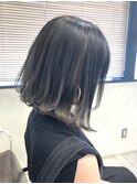 20代30代小顔前下がり切りっぱなしボブ グレージュ 韓国ヘアM622