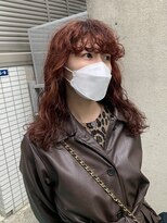 ラレイ(Lalei)&nbsp;＊ミディアム スパイラルパーマ×ブリーチなしのレッドカラー