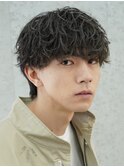 難波シャドウパーマメンズマッシュウルフカット波巻きパーマ色気
