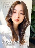 韓国ショート前髪なし大人レイヤー透明感ナチュラルブラウン