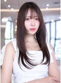 20代30代大人かわいい/斜めバング/グレージュカラー/小顔/前髪