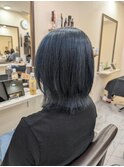 ブリーチありの白髪ぼかしブルーブラック◎
