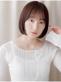 ココアラウン姫カットレイヤー切りっぱなしボブY越谷20代30代