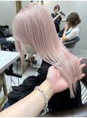 ロング　ケアブリーチ　ミルクティーベージュ　顔まわり　10代