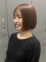 アース コアフュールボーテ 諏訪店(EARTH coiffure beaute)&nbsp;ピンクベージュ_ケアブリーチ_切りっぱなしボブ